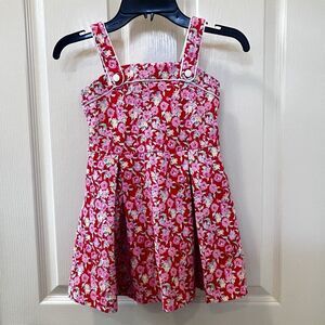 Janie and Jack Red Ditsy Floral Dress Pleated Twirl Girls Size 4